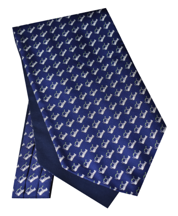 Fine Silk Zippy Zebras Design Cravat in Navy